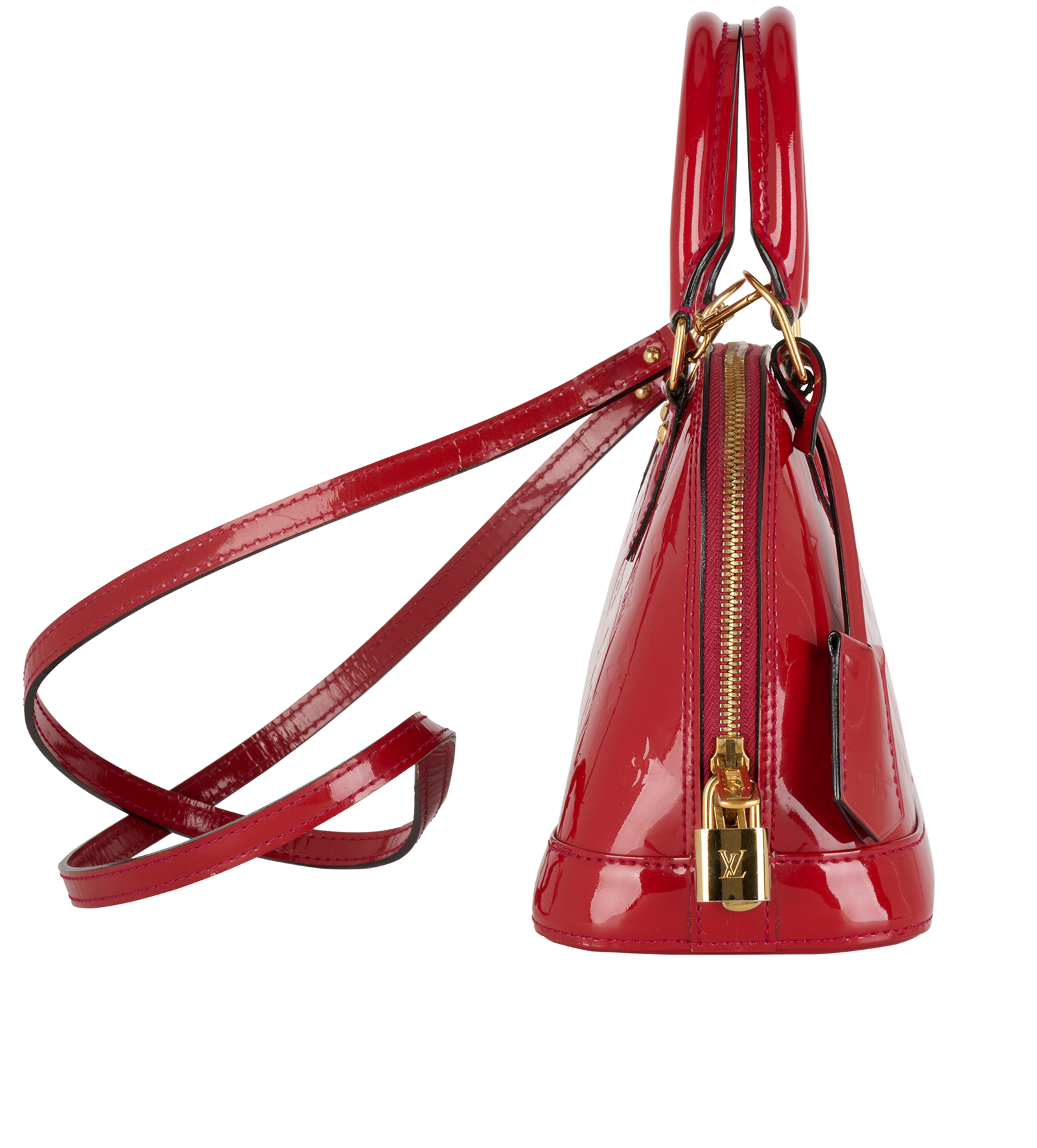 Alma BB, &pound;595, Handbags, Red, Patent Leather, Side view